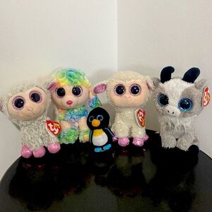 Bundle of 4, TY Beanie Boos. Gabby, Dixie, Twinkle, & Rainbow + Bonus Te…